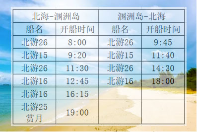 國慶節北海潿洲島開船時刻表,廣西北海旅行社